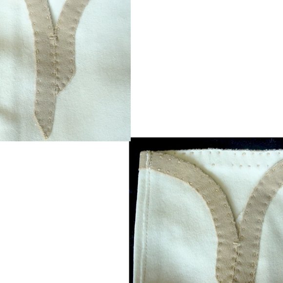 VINTAGE GLOVES BEIGE WITH BROWN APPLIQUE TRIM SMALL SIZE - Picture 2 of 5